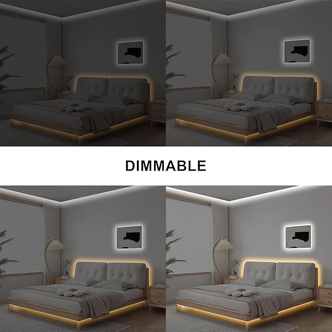 6.56ft Tunable White COB Led Strip Light with RF Remote, CRI93+ Dimmable CCT 2700K-6500K COB Led Tape Lights, Adhesive High Density Led Light Strip for Bedroom, Kitchen, Cabinet