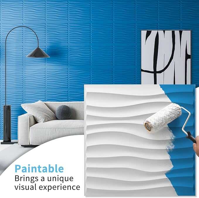 Art3d 20 Pack Decorative 3D Wall Panels, 19 Sq.Feet PVC Interior Wall Décor, 11.8"x11.8", White