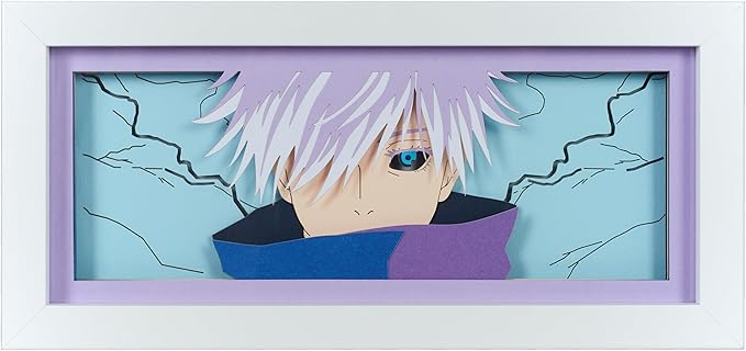 Anime LED Light Box, Manga Shadow Box Frame, Paper Cut, Table Lamp for Anime Enthusiasts, RGB Multi Color, Night Light for Room Decor, Unique Anime Desk Decor (Saturo Goju)