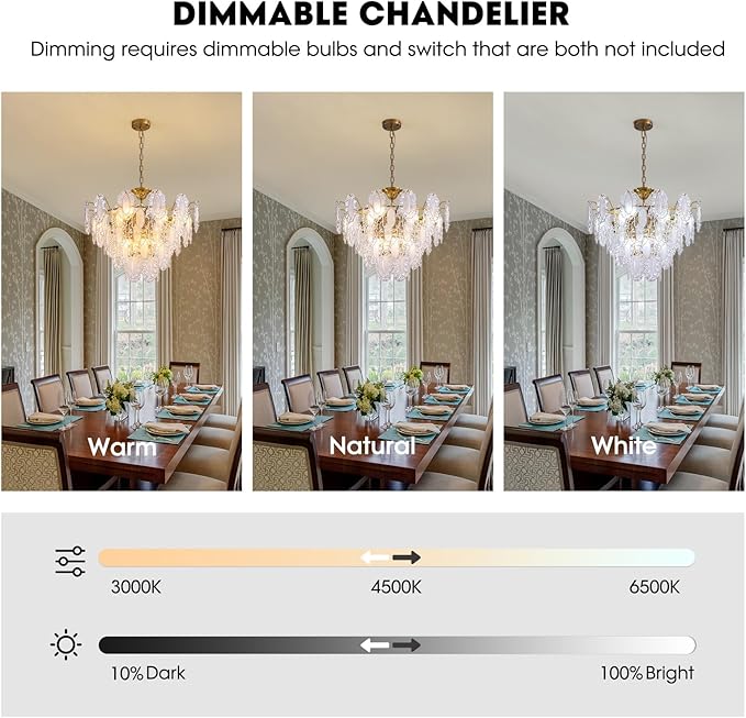7PM Modern Gold Glass Chandelier, 5-Layer Antique Crystal Chandeliers 12 Light Round Pendant Ceiling Fixture 59" Hanging Adjustable Chain for Foyer, Living Room, Bedroom, Dining Room 27.5 inch