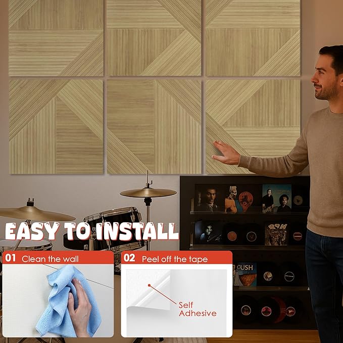 Large Acoustic Panels 6 Pack,Soundproof Wall Panels 23.6 x 23.6 Inches,Decorative Sound Panels,Self-Adhesive Acoustic Wall Panels for Home Studio Office, Harmony Geometric