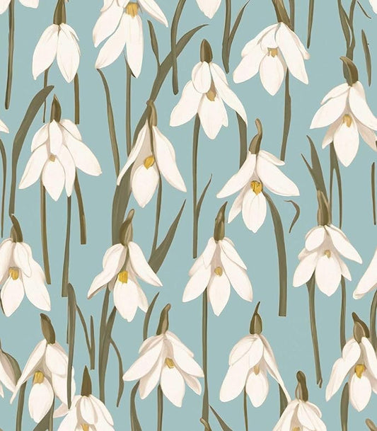17.3" x 196.8" Vintage Peel and Stick Wallpaper Blue Orchid Floral Wallpaper for Bedroom Decorative Contact Paper