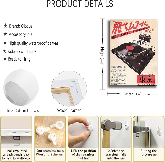 Japanese Music Canvas Wall Art Retro Tokyo Musical Decor painting Pictures Oriental Ukiyo-e Illustration Posters Prints for living room Bathroom Bedroom Office Hallway Home Decoration