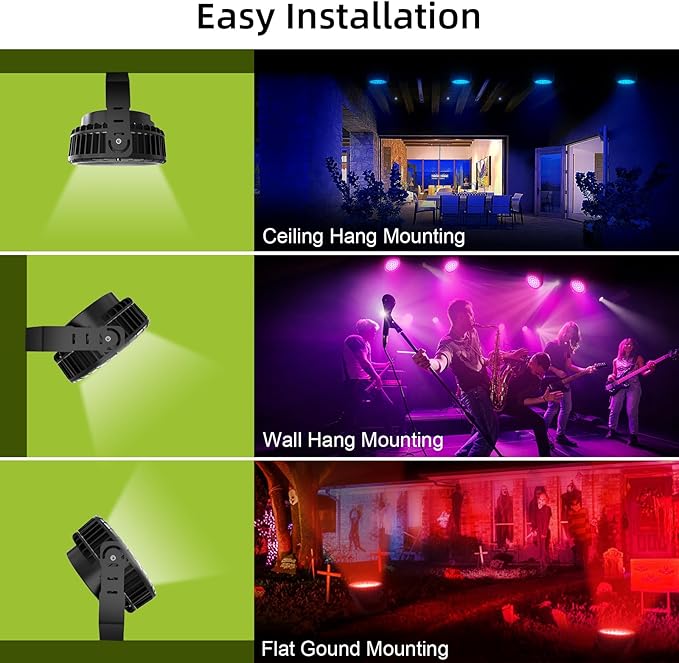 Linkable LED Wall Washer Light with RF Remote, 144W RGBW Color Changing Outdoor Landscape Spotlights, Waterproof Round Stage Lights for Club, Bar, Wedding, Show, Party, Event, Disco