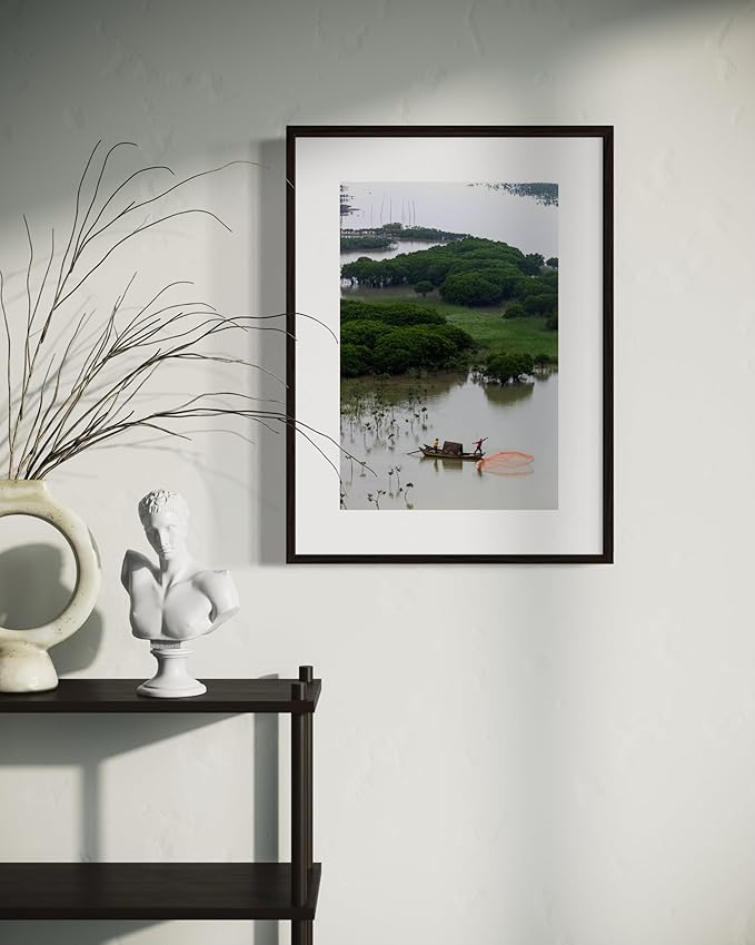 Oriental Beauty: Stunning Feng Shui Landscape Wall Art Vertical Prints for Home Decor in 3 Sizes (Casting Nets in the Mangrove Waters, 20" x 30", Oriental Beauty)