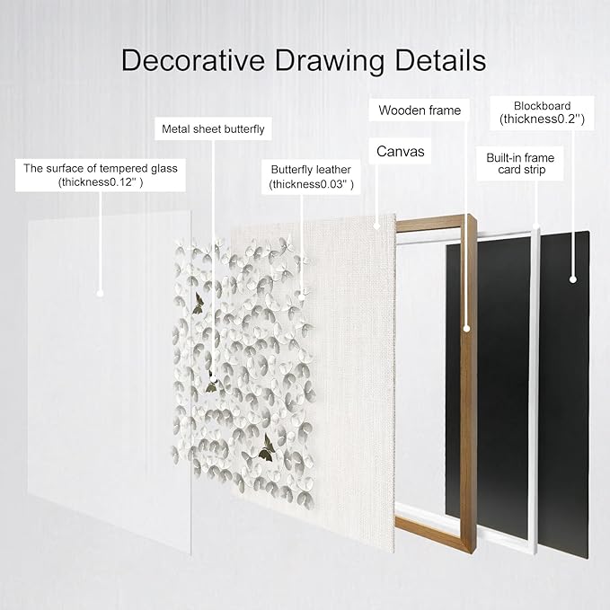 BrightA3D Textured wall decorations, leather and metal-tinged golden and white metal butterfly wall sculptures, large artworks, gradient colors, modern artworks, suitable for decoration in living rooms and bedrooms. 31.5"x31.5"