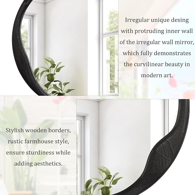 AOAOPQ Wall Mirror Modern Decorative Mirror Hanging Round Style for Bedroom Entryway Living Room and More 24-Inch Black