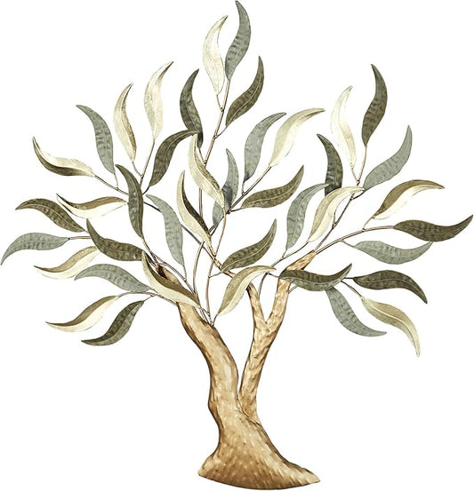 Morning Mist Tree Wall Art Sculpture | Tree of Life | Nature | Textured Metal Wall Art Decor | Hand Finished | Sage Gold | Dimensional | Realistic | Home Decor