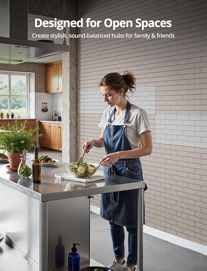 Acoustic Wall Panels, Brick Pattern Peel and Stick Sound Absorbing Panel for Ceiling, Door, Pared, 18 Pack 12"x12"x0.4", Grey Decorative Self Adhesive Wall Tiles for Recording Studio, Room