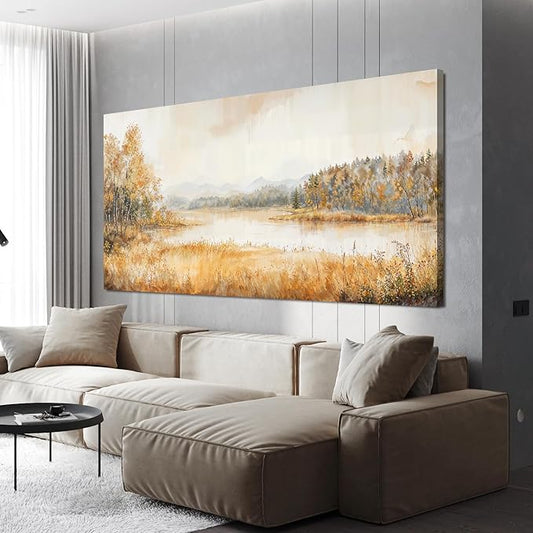 KUPTEU Canvas Wall Art Decor Wall Art Pictures for Living Room Coastal Landscape Art Prints Art Work for Wall Decor Lakeside Wall Decorations Artwork for Walls Bedroom Home Aesthetic Decor 20"X40"