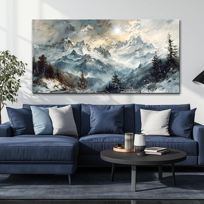 KELIYUAN Large Wall Decor For Living Room Canvas Wall Art For Office Bedroom Framed Wall Paintings Abstract Mountain Landscape Pictures Artwork Modern Dormitory Home Decoration Aesthetic 30x60in