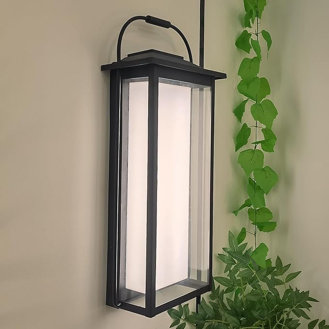 24" Ht Modern Oversized Outdoor Super Bright Wall Sconce with Built-in 2x20W LED Covered by Milky White Acrylic and Clear Glass, Suitable for Big House, Extra High Walls and Gates.