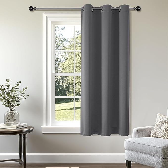 ChrisDowa Blackout Curtains 63 inches Long for Bedroom - Grommet Thermal Insulated Room Darkening Curtains for Living Room (1 Panel, Grey, 42 x 63 Inch)