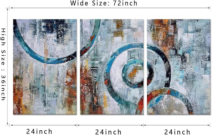 MAMAGO Large Wall Art - 3 Panels Minimalist Wall Decor Prints Painting Abstract Geometric Picture Modern Aesthetic Artwork Decoration for Bedroom Easy to Hang - 24" W x 36" Hx3pcs