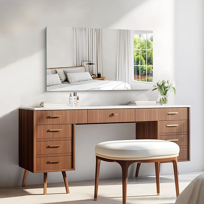 KOCUUY Frameless Mirror, 24"x40" Bathroom Mirror for Over Sink, Large Rectangle Mirror for Wall, Upgraded Shatterproof, Unframed Vanity Mirror for Bathroom, Bedroom, Living Room, Entryway