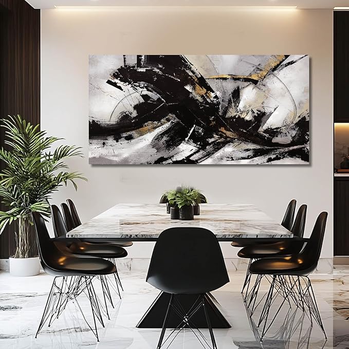 Black Art Abstract Wall Pictures Canvas Wall Art Grey Wall Decor Vintage Artwork Poster Prints Art for Office Hotel 24"x48"
