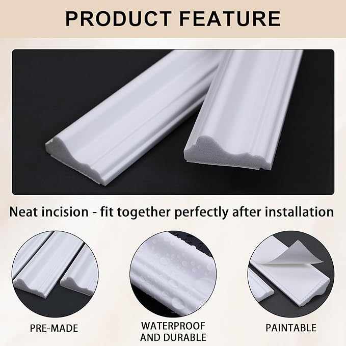 4-Piece 35.4-Inch Top Rails, Compatible with Our Wall Molding Trim Kit for Accent Wall