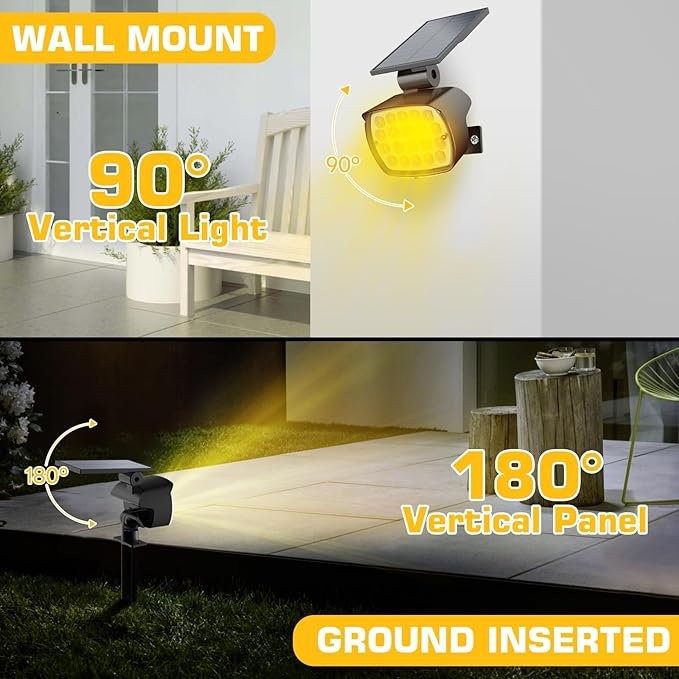 Kaxiida Solar Lights Outdoor Waterproof - 2025 Upgrade 3 Level Ultra Bright Spot Lights Uplights, LED Landscape Spotlight for Tree, Pathway, Wall, Adjustable Solar Panel Auto On/Off