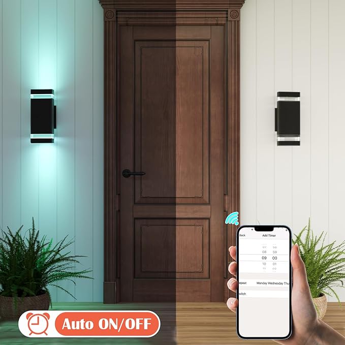 Mi.Light RF Remote Control RGB Colour Changing Lighting LED Double Up and Down Outdoor Wall Light 12W 1200LM,White Temperature 2700k- 6500k RGB+CCT Exterior Wall Lighting (2 Pack)