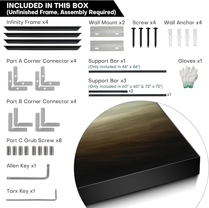 72"x72" XL Framed Wall Art - Tranquil Horizon Landscape Minimalist Misty Lake Scene (Frame Assembly Required)