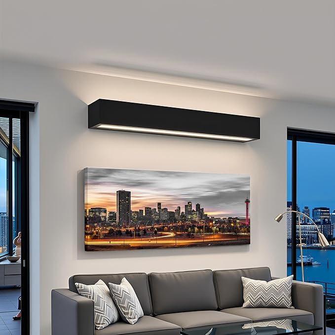 Nachic Wall Denver Skyline Picture Wall Art Decor USA Downtown City Poster Painting Colorado Photo Canvas Prints for Home Office Decoration 20"X48"