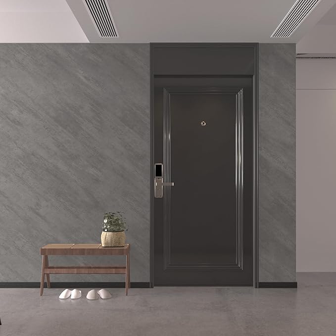 48"×79" Extra Wide Thick Grey Concrete Cement Wallpaper Peel and Stick (Sample) 3D Industrial Vinyl Matte Textured Removable Gray Concrete Contact Paper for Countertop Gym Office's Walls