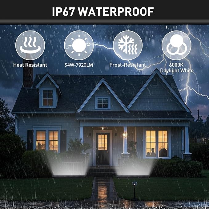 LED Wall Washer Lights Bar 2 Pack,54W 2700K Outdoor Wall Wash Lighting,40 Inch IP67 Waterproof 120V Outdoor LED Light Bar with Switch On/Off for Garden,Backyard,Building,Courtyard Landscape Lighting