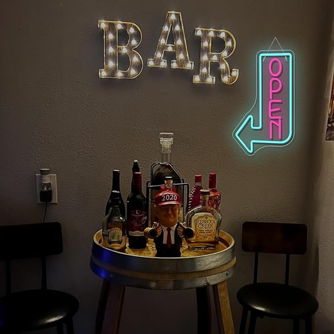 Looklight Open Signs for Business Open Neon Sign Blue Neon Lights for Wall Decor Led Lights Coffee Bar Stores Cafe Shop Hotel Restaurant Window Outdoor Food Truck Decorations