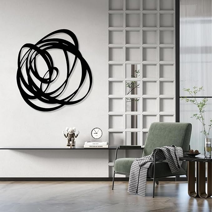 Kewhush Modern Abstract Wall Art | Unique Metal Wall Decor, Contemporary decor for Living Room (Gold, 30'x28' | 76x70 cm)