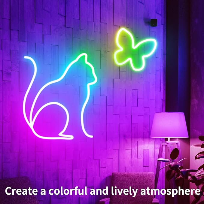 32.8ft 24V RGB LED neon Rope Lights LED neon Lights with Remote Control APP Control IP65 Waterproof Flexible Neon LED Strip Lights for Bedroom Room Outdoors Décor