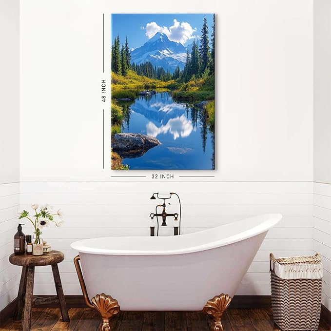 Mount Rainier Wall Art Mountains Pictures Living Room Decor National Park Canvas Prints Posters Nature Landscape Wall Decor Forest Lake Scenic Painting Artwork for Bedroom Home Decoration 32x48"