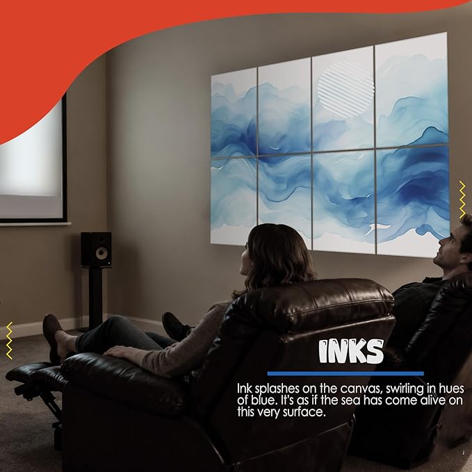 8 pack Art Acoustic Panels with Self-Adhesive,48 x 32Inches Acoustic Wall Art,Better Decorative Sound Proof Panels,Recording Studio/Home/Office Acoustical Treatment,Inks