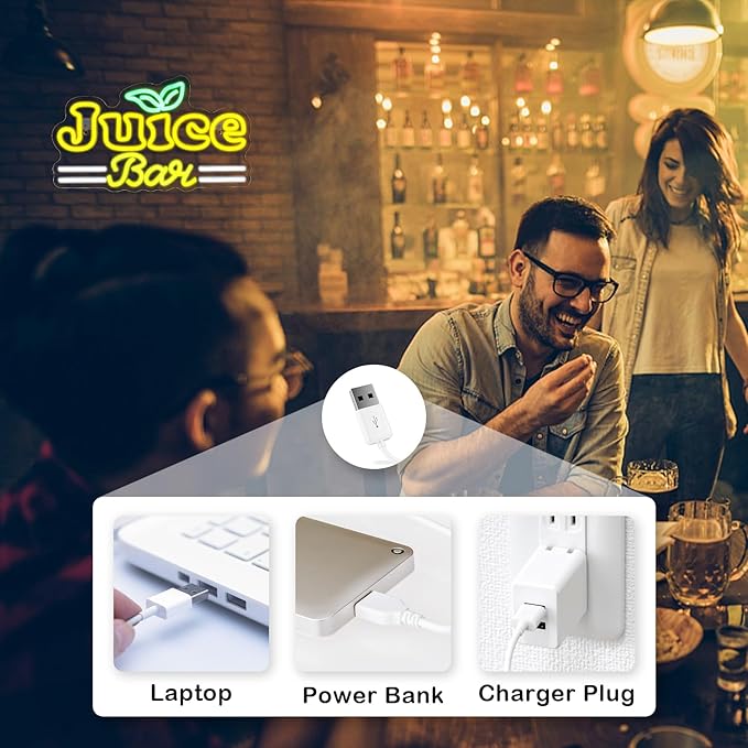 Looklight Juice Bar Neon Sign Bar Signs Neon Sign for Room Neon Light for Wall Led Neon Signs Connectivity Led Neon Signs for Bar Signs Juice Shop Party Home Decoration Bedroom Decor