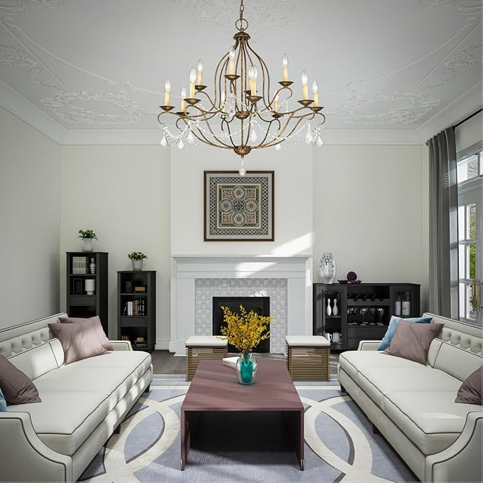 Livex Lighting 6438-71 Chesterfield 12 Light Chandelier, Hand Applied Venetian Golden Bronze