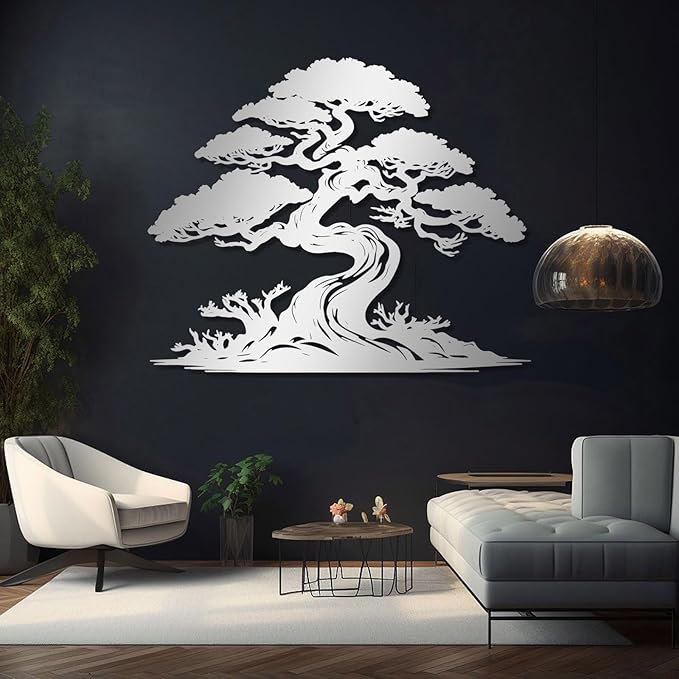 LARNT Tree of Life Metal Wall Art, Tree of Life Decor, Metal Branch Art for Wall, Nature Hanging, Farmhouse Sign, Living Room Wall Decor (Black 2, 41L x 35W)