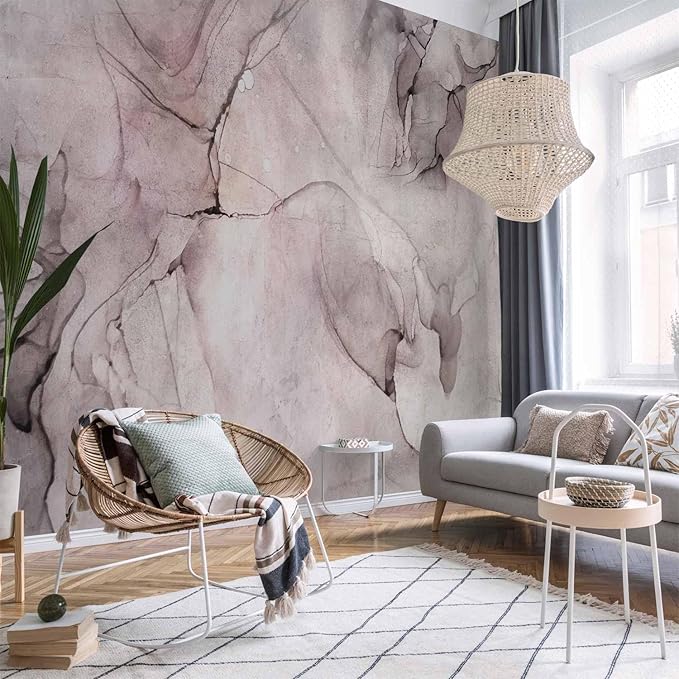 artgeist Wall Mural Abstract 98x69 in - XXL Non-Woven Wallpaper Fleece Wall Decor Photo Print Picture Image Design Boho Optical Illusion Concrete Cement rosa f-C-0495-a-b