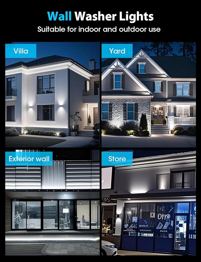 Pro-Grade LED Wall Washer Light Bars, 54W 6000K Daylight White Outdoor LED Light Bar, IP67 Waterproof Heavy Duty 120V Linear Strip Light for Landscape Building Wash Lighting (40 Inch)