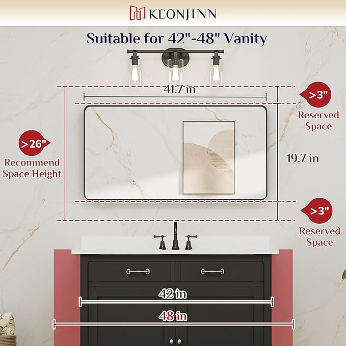 Keonjinn Gold Bathroom Mirrors for Wall 42” x 20” Large Rounded Rectangle Gold Vanity Mirror, Brushed Brass Mirror with Metal Frame, HD Tempered Glass, Decorative Farmhouse Mirror(Horizontal/Vertical)