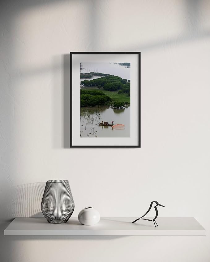 Oriental Beauty: Stunning Feng Shui Landscape Wall Art Vertical Prints for Home Decor in 3 Sizes (Casting Nets in the Mangrove Waters, 12" x 18", Oriental Beauty)