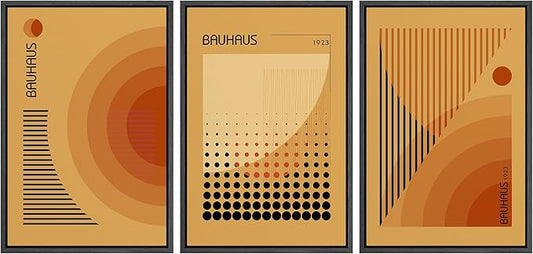 MUDECOR Framed Canvas Print Wall Art Bauhaus Art Prints Abstract Mid Century Modern Wall Art Minimalist Decor for Bedroom - 24"x36"x3 Black