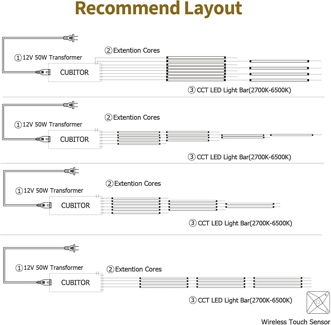 12Pcs 15‘’ Linkable CCT COB Recessed LED Light Bar Kit,2700K~6500K,with Rechargeable RF & Alexa Voice Control,for Wood Slat Wall Panel,Home Decor,Under Cabinet Strip Light,Black Channel