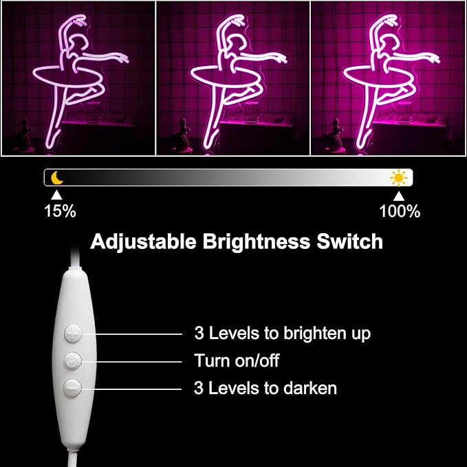 Ballet Girl Neon Sign Pink LED Dance Neon Lights Dancing Woman Neon Wall Light Up Sign for Bedroom Dance room Ballet Academy Y2k Room Decor 17.7 x 11.6 in