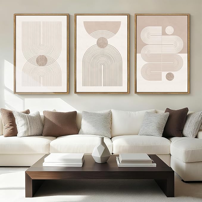 Anyzal Boho Abstract Wall Art Modern Minimalist Artwork Neutral Line Wall Decor for Living Room Bedroom Office 16x24 Inch Set of 3