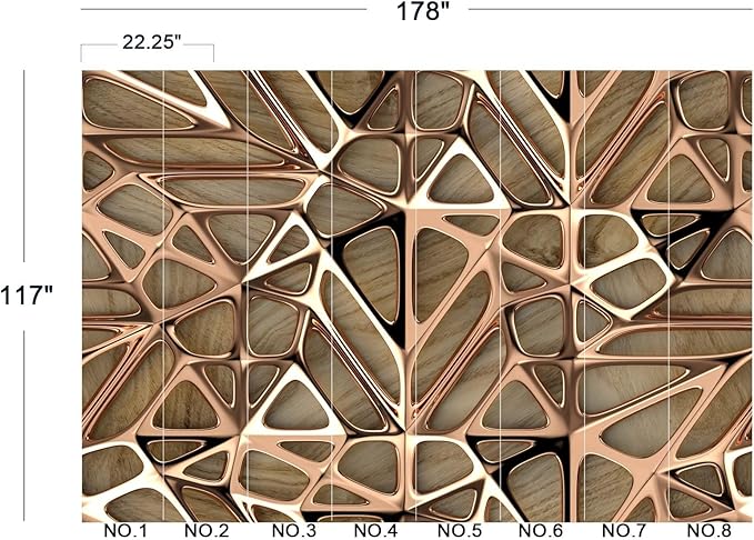 3D Metal Wall Mural Wallpaper for Bedroom 178" x 117"