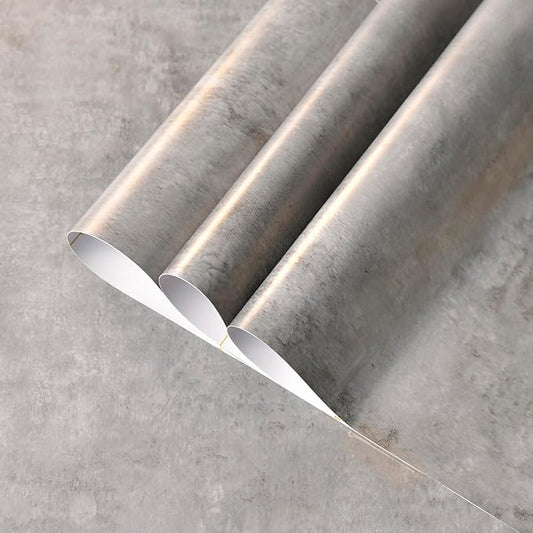 TOTIO Blue Grey Gold Stained Concrete Wallpaper Peel and Stick Modern Industrial Style Wall Stickers 16x78inch Bubble-Free Design Matte Thick Waterproof Self-Adhesive Smoke Gray Cement Contact Paper