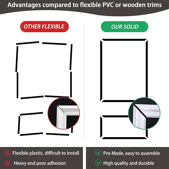3-Frame 16" x 16" Premade Accent Wall Molding Kit, Ready-to-Assemble Wainscoting Panels, Pre-Cut Chair Rail Moulding Trim Picture Frame for Home Décor