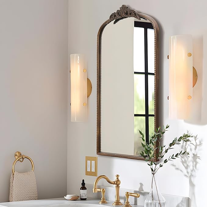 Micasso Vintage Arch Bronze Mirror: 31"x 19" French Baroque Antique Mirror - Traditional Ornate Decorative Mirrors for Wall/Bathroom/Entryway/Hallway - Home Decor for Living Room