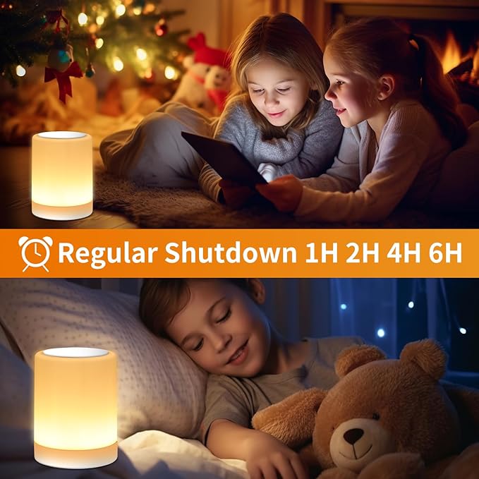 OORUN Touch Bedside Table Lamp,13 RGB Colors & 5 Brightness, USB Rechargeable Desk Lamp, Remote Control Dimmable Light with RGB Color Changing,Portable Lamp for Baby (White)