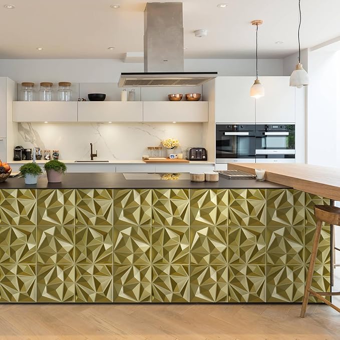 33 Pack 3D Modern Diamond Wall Panels for Interior Wall Decor,12''x12'' Champaign Gold Accent Wall Panles for Living Room,TV Wall Background,Bedroom