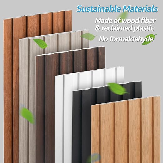 Art3d WPC Wainscoting Panels, 16-Pack 48 x 6 Inch 3D Wall Accents for Interior Wall Decor, Living Room, Bedroom, Boxwood